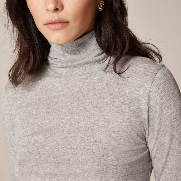 J. Crew Feather Jersey Turtleneck Steel Gray Heather Size S - Picture 11 of 11